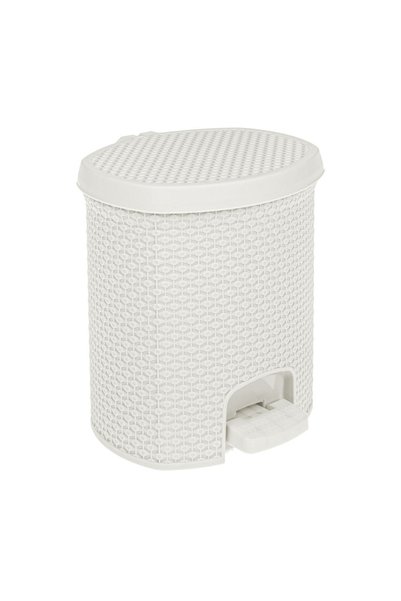 OEM Coș de Gunoi din Plastic Ecru cu Model Diamond 7 L – Deschidere Igienică ...