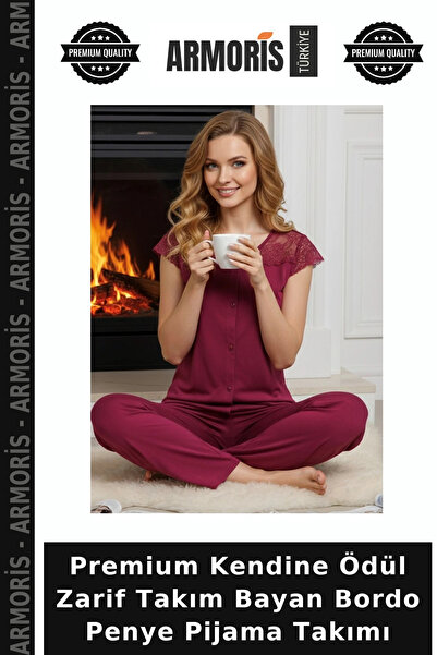 Armoris Premium Kendine Ödül Elegant Team Burgundy Combed Cotton Pajama Set
