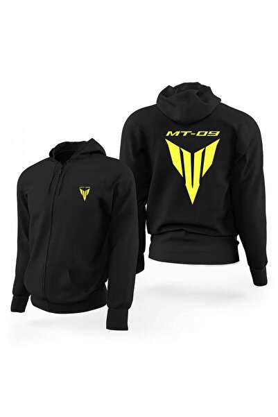 CrowsGate Yamaha Mt09 Neon Logo Text Black Zippered Limited Edition Hooded Sw...