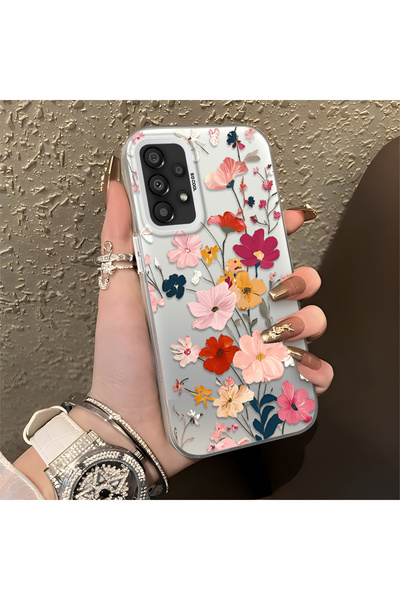 quırkshıeld Samsung Galaxy A33 Uyumlu Renkli Kır Çiçeği Desenli Telefon Kılıf...