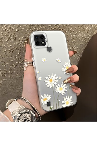quırkshıeld Realme C21 Uyumlu Papatya Desenli Telefon Kılıfı, Darbeye Dayanık...