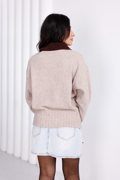 For Angels Cardigan cu guler colorat tip polo