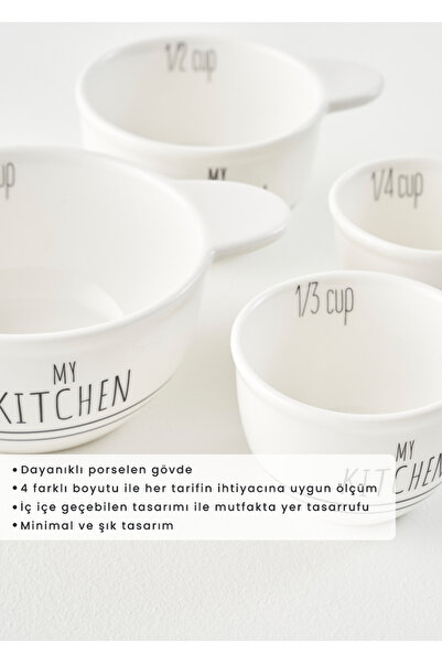 Bella Maison My Kitchen Porselen Ölçü Kabı Seti Beyaz