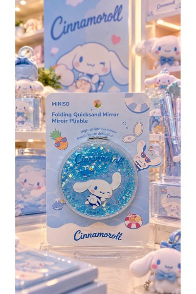 SANRIO Lisanslı Cinnamoroll Katlanabilir Simli Sıvılı Ayna – 2X Büyütme