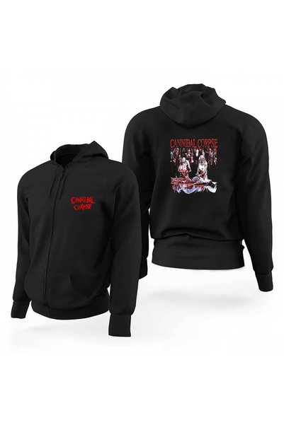 CrowsGate Hanorac cu glugă Cannibal Corpse Essential, cu fermoar, ediție limi...