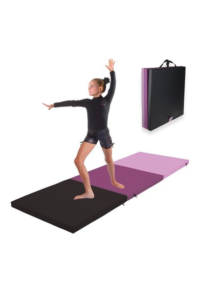 OEM Saltea de Gimnastică Pliabilă 183x61x4 cm din 3 Segmente cu Mâner – Trans...