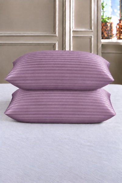 Marlenka Home Tex %100 Pamuk 2'li Çizgili Saten Yastık Kılıfı Seti 50x70 cm -...