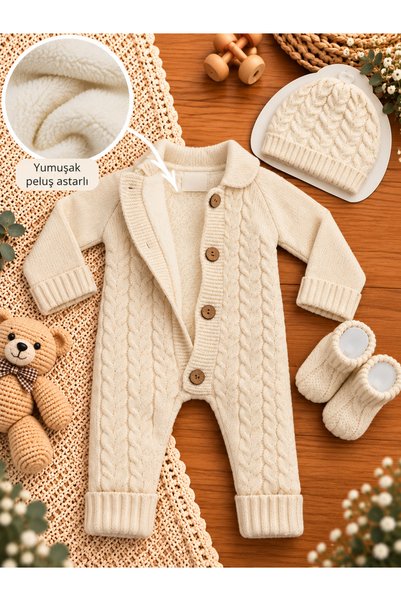 a baby BERELİ + PATİKLİ + PELUŞ ASTARLI TULUM