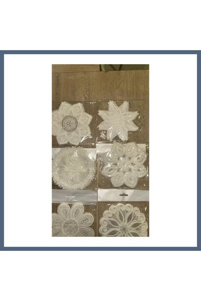 6 lı Dantel Kahve Sunumluğu 15x15 cm Asorti Desenli Fincan Altlığı Takımı ET1