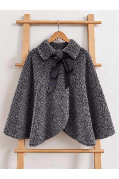 Hepsi Moda Bow Detailed Poncho - 7320 - Smoked