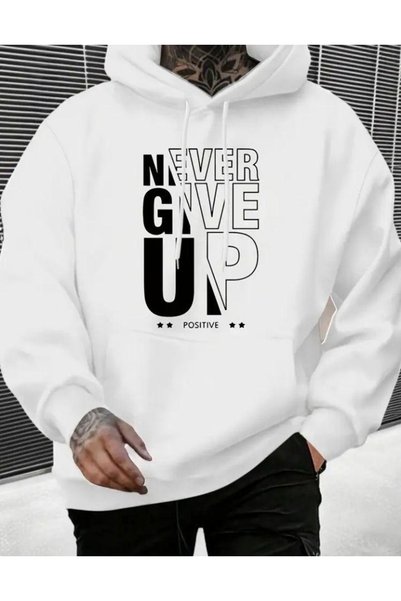 Vordevia Never Give up Printed Cotton 3 Thread Threaded Oversize Sweatshirt