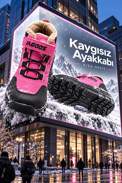 MYSİA Çocuk Bot Kürklü İç Astarlı Kalın Tabanlı Kışlık Outdoor Bot