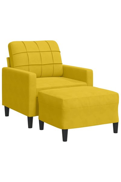 vidaxl Fotoliu canapea cu taburet, galben, 60 cm, catifea