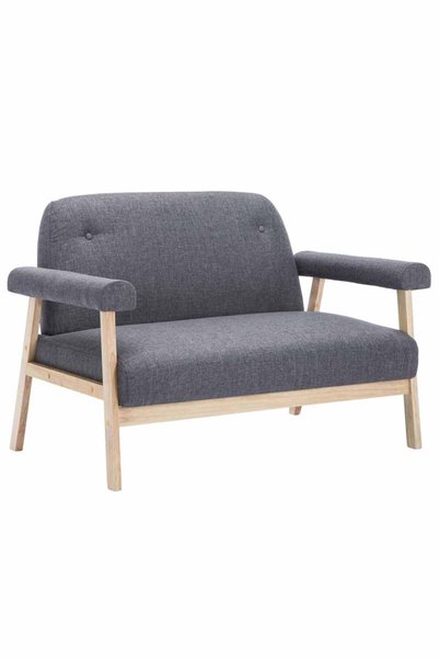 vidaxl Canapea cu 2 locuri, gri închis, material textil