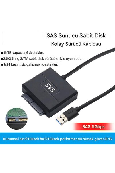 KEEPRO كابل محول USB 3.0 SATA SAS، كابل USB لأقراص SSDs الخارجية مقاس 2.5/3.5 بوصة وأقراص SAS
