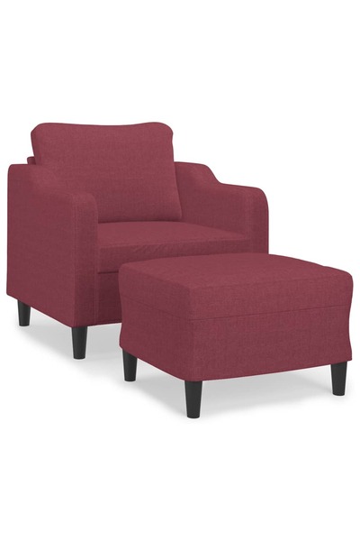 vidaxl Fotoliu canapea cu taburet, roșu vin, 60 cm, material textil