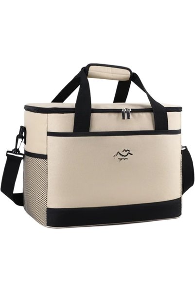 Generic Brand Large Insulated Thermal Bag for Camping and Lunch 26L, Beige