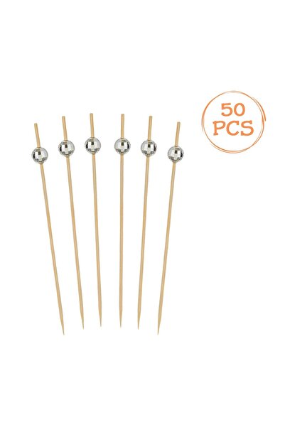 OEM Scobitori din Bambus de Petrecere cu Model Disco Ball 12 cm - 50 buc.