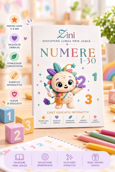 Zini Caiet Numere educativ Învață numerele de la 1-30 si activități cu numere...