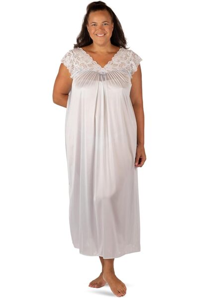 GENERAL Shadowline Women’s Long Lace Nightgown 53” Length Gown Elegant Sleepwear