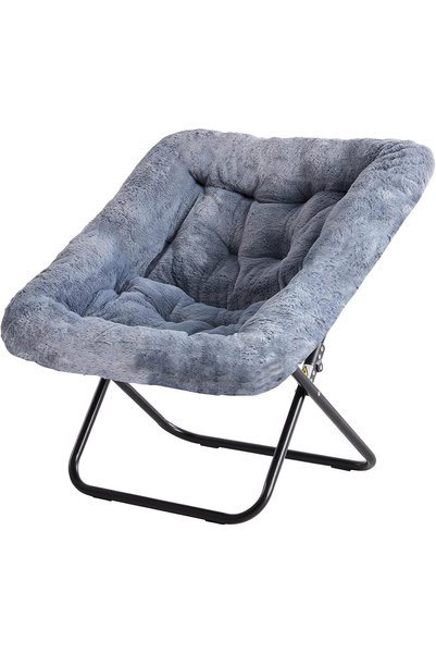 Chulovs Large Square Moon Chair for Adults, Plush Faux Fur Foldable Lounge Ch...