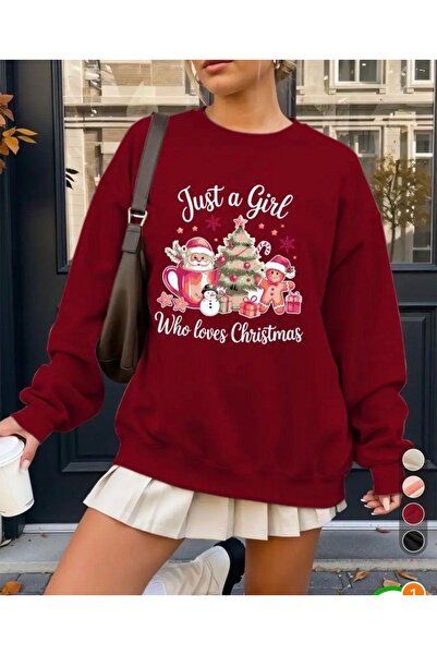 Vordevia Who Loves Christmas Printed Cotton 3 Thread Threaded Crew Neck Overs...