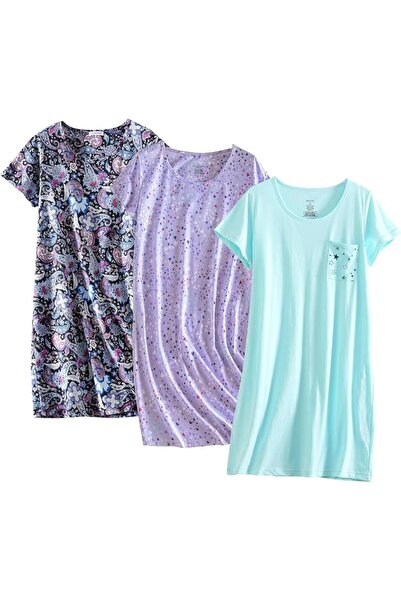 GENERAL PNAEONG 3 Pack Women's Cotton Nightgown Sleepwear Short Sleeves Shirt...