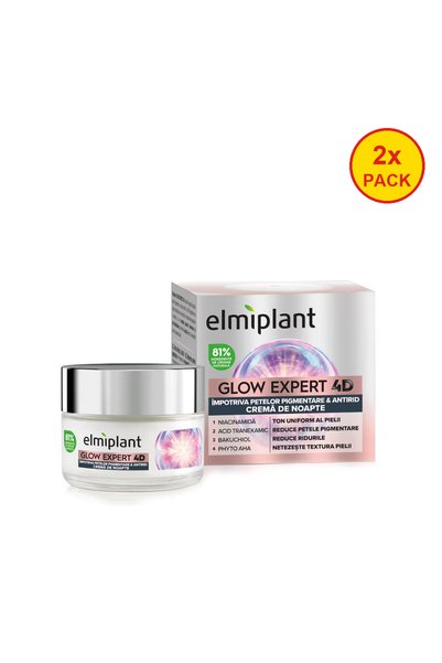 ELMIPLANT Pachet de 2 creme de noapte Glow Expert 4D împotriva petelor de vârstă