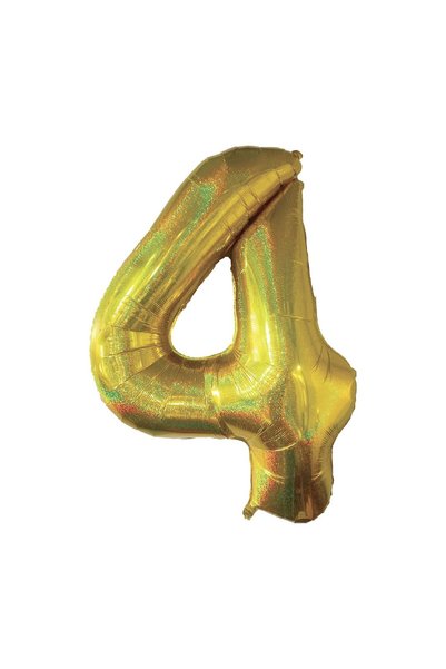 OEM Balon de Petrecere din Folie Metalizata Aurie Holografica Nr.4 - 110 cm