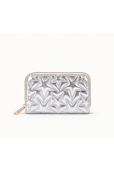 UCCELLO Women's Star Patterned Quilted Wallet – Zippered Multi-Compartment Ca...