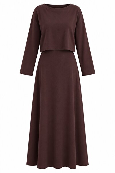 Laluvia Brown Renna Blouse Dress Set - 2Y4064