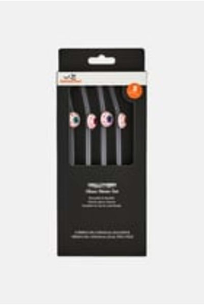 Enchante Accessories Halloween Style Eyes 4 Pcs Glass Straw Set With Straw Cl...