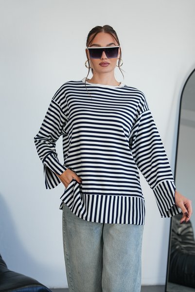 Mega Life Oysho Tunic with Sleeves and Skirt with Slits and Stripes