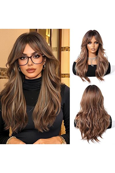 GENERAL OMELPIS Long Dark Brown Straight Wigs with Bangs for Women Natural He...