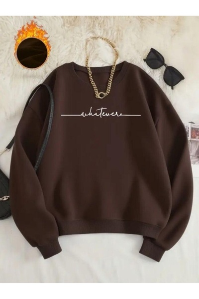 Vordevia Whatever Printed Cotton 3 Thread Threaded Crew Neck Oversize Sweatshirt