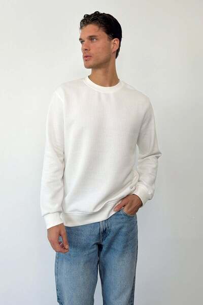 JB John Borners Men's Crew Neck Thessaloniki Sweatshirt Ecru - 27K 5894