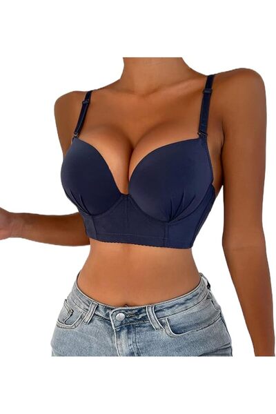 Dress Cici حمالة صدر نسائية طويلة بأسلاك داعمة وفتحة صدر عميقة على شكل V