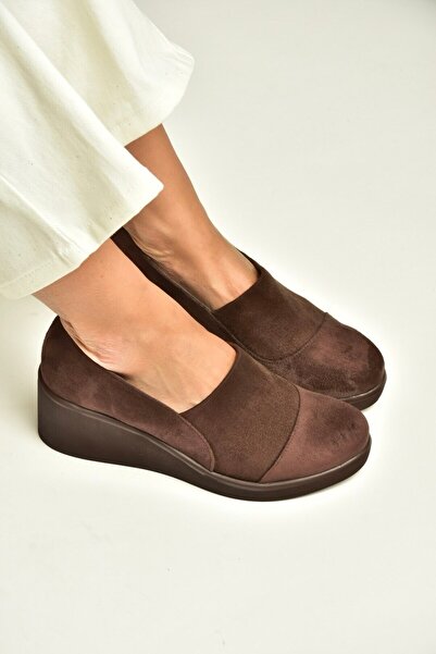 Fox Shoes Z602081502 Brown Suede Wedge Sole Casual Women's Shoes