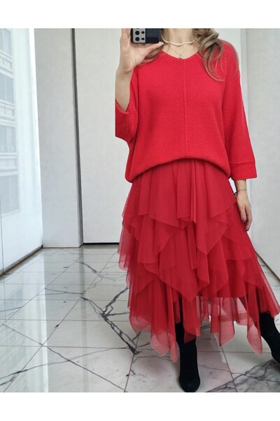 MAXORA SHOP Rochie Anastasia cu top tricotat și fustă din tul, midi