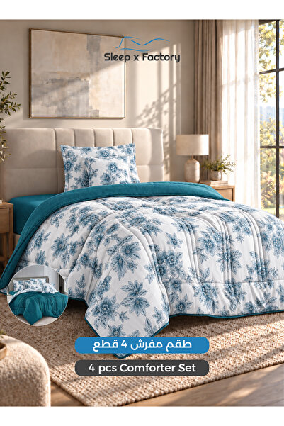 Sleep x Factory Reversible Double Sided 4-Piece Comforter Set, Double-Sided C...
