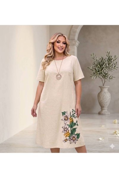 MAXORA SHOP Rochie din bumbac Angela, pe croi larg, cu broderie florală