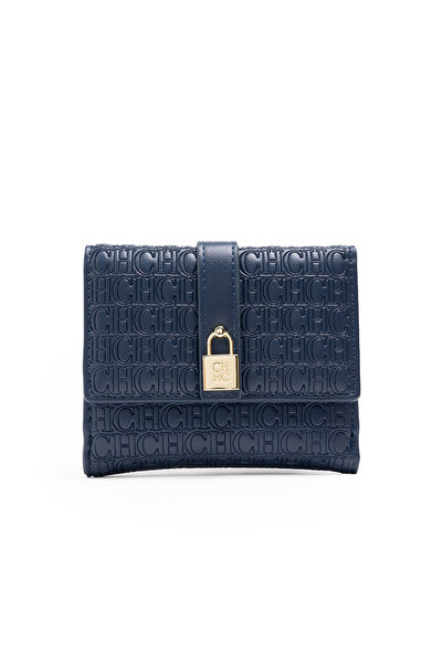 Carolina Herrera Short Foldable Multifunctional Coin Purse with Lock Buckle D...