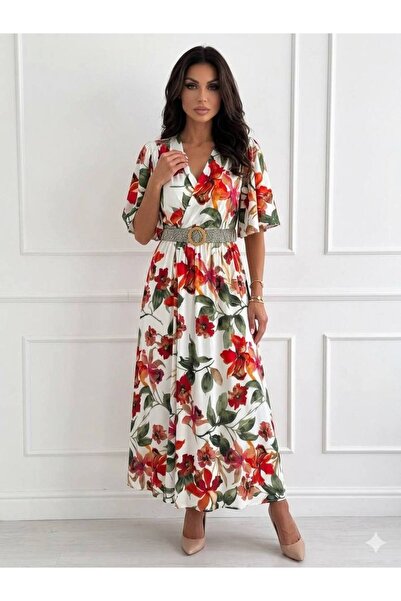 MAXORA SHOP Rochie petrecută Floria din vâscoză, cu imprimeu floral