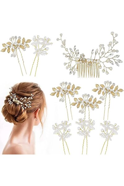 SYOSI Wedding Pearl Hair Accessories - Bridal Leaf Head Piece, Hair Pins, Flo...