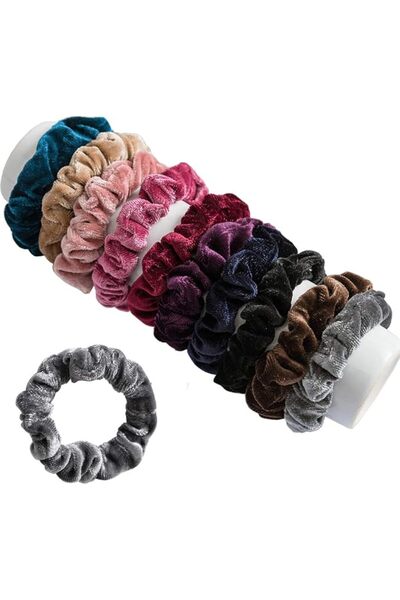 KingMas Set of 10 Hair Ties Velvet Elastic Flannelette Hair Bands Scrunchy Ha...