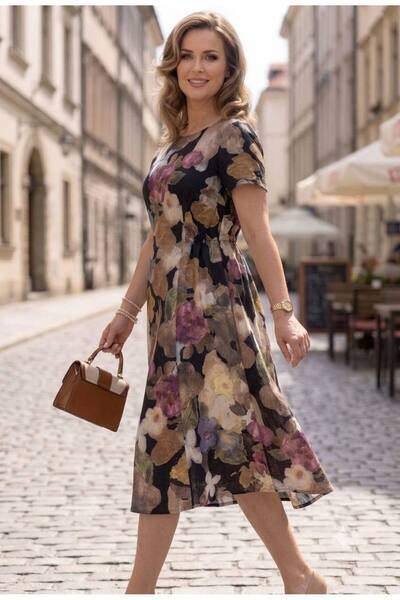 MAXORA SHOP Rochie din bumbac Clara, cu imprimeu floral, pe croi larg