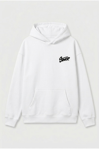 K KOZZ STYLE Unisex White Three Thread Custom Mini Signature Sweatshirt Cotto...