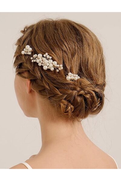 GENERAL 3pcs Pearl Bride Wedding Hair Comb Gold Wedding Pearl Hair Comb Simpl...