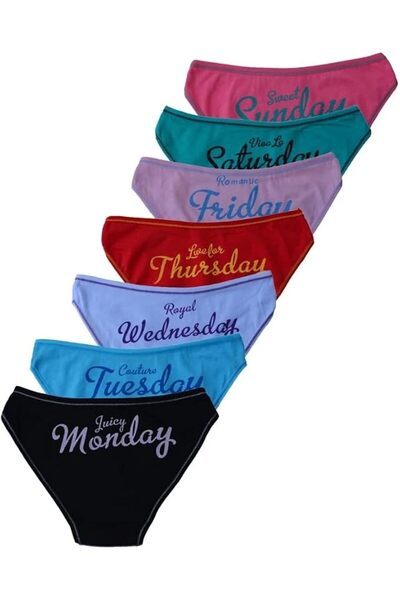 GENERAL Women's Underwear Cotton Sexy Weekly Printed Underwear 7 Pieces/Set