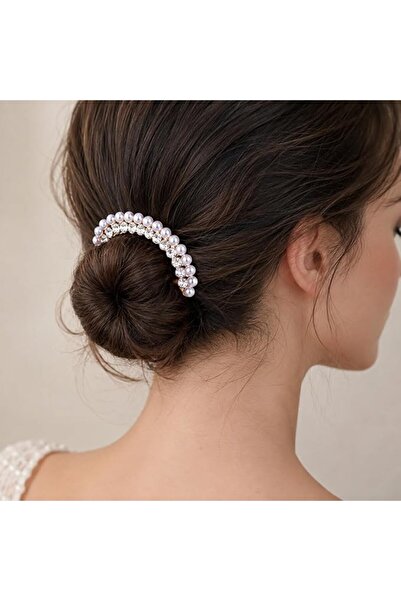 Pearlal Pearl Bridal Hair Comb, Rose Gold Rhinestone Updo Accessory for Women